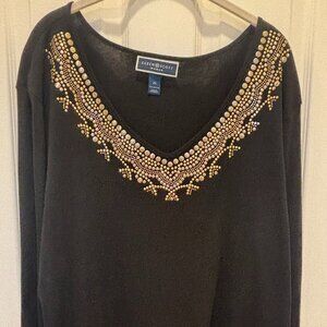Karen Scott Cotton Embellished Top - Plus Size 2X